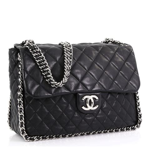 chanel chain around quilted leather bag|chanel pearl chain flap bag.